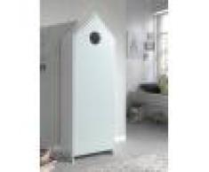 Armoire enfant blanc 1 porte menthe 3 étagères