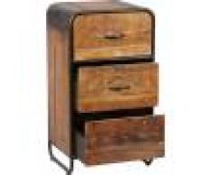Chiffonnier industriel métal et bois aspect vieilli 3 tiroirs
