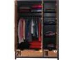 Armoire enfant pin massif 3 portes 2 tiroirs ALEX