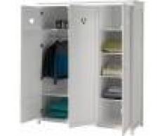 Armoire enfant laqué blanc 3 portes motifs cœur AMORI