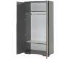 Armoire enfant anthracite 2 portes 2 lignes bois clair