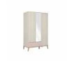 Terre de Nuit Armoire enfant 3 portes 1 tiroir en bois imitation chêne blanchi - AR5058