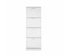 Terre de Nuit Meuble à chaussures 4 tiroirs en bois coloris blanc - MC7042