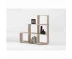 Terre de Nuit Bibliothèque escalier 6 cases en bois imitation chêne clair - BI13008