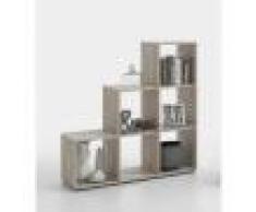 Terre de Nuit Bibliothèque escalier 6 cases en bois imitation chêne sable - BI13008