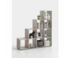 Terre de Nuit Bibliothèque escalier 10 cases en bois imitation chêne sable - BI13009