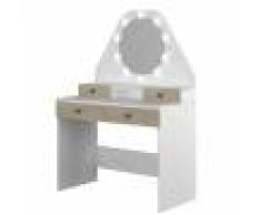 Terre de Nuit Coiffeuse enfant avec miroir en bois blanc et imitation chêne - CF9010