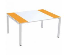 table de réunion easydesk 150x114cm plateau blanc / orange