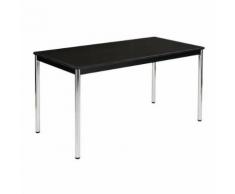 table de reunion 140x70 frene noir/pied s ronds chromes