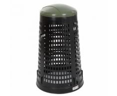 poubelle d'extérieur ronde en plastique perforé ruff 110l noir vert