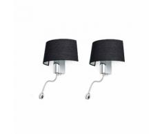 HOTEL-Lot de 2 Appliques murales avec liseuses LED Noir/Chrome H50cm Faro