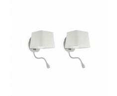 SWEET-Lot de 2 Appliques avec liseuses LED Nickel/Blanc H45cm Faro