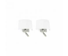 VOLTA-Lot de 2 Appliques avec liseuses LED Nickel/Blanc H29cm Faro