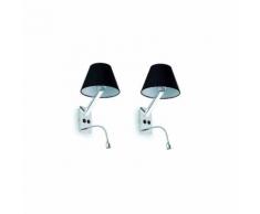 MOMA-Lot de 2 Appliques murales avec liseuses LED Noir/Chrome H35cm Faro