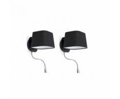 SWEET-Lot de 2 Appliques avec liseuses LED Noir H45cm Faro