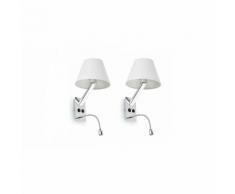 MOMA-Lot de 2 Appliques murales avec liseuses LED Blanc/Chrome H35cm Faro