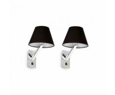 MOMA-Lot de 2 Appliques murales Noir/Chrome H35cm Faro