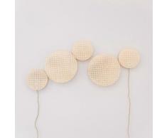 MOON COMBO 5-2 Appliques murales avec interrupteur + 3 modules décoratifs Cannage Ø 25cm naturel an°so