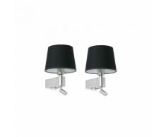 ROOM-Lot de 2 Appliques murales avec liseuses LED Noir H29cm Faro