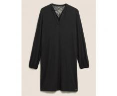 Womens ROSIE Chemise de nuit coupe courte à bordures en dentelle - Carbon