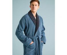 Marks & Spencer Pure Cotton Towelling Dressing Gown - Blue Mix - M