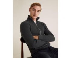 Mens M&S Collection Gilet en coton côtelé à col cheminée et fermeture à glissière - Charcoal