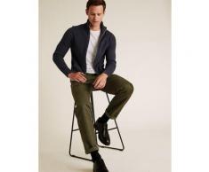 Mens M&S Collection Gilet en coton côtelé à col cheminée et fermeture à glissière - Navy