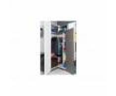 CRDIS Armoire d'angle enfant en bois blanc et noir, 1 porte, Gamme Lagos