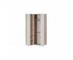 Vox Armoire d'angle enfant en bois blanc et chêne, 2 portes, Gamme Meyrin