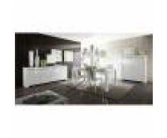 Kasalinea Salle à manger complète blanc laqué design PAULA-L 120 x P 50 x H 140 cm- Blanc
