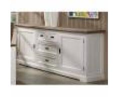 Kasalinea Buffet enfilade contemporain bois massif couleur blanc EMELINE-L 190 x P 47 x H 90 cm- Blanc