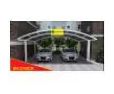 Carport double 6x5m en aluminium blanc