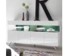 NOUVOMEUBLE Enfilade 4 portes LED design blanc et vert CASTELLI