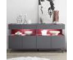 NOUVOMEUBLE Enfilade lumineuse 4 portes design gris et rouge CASTELLI 5