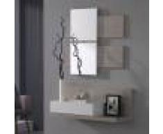NOUVOMEUBLE Meuble entrée couleur bois clair et blanc moderne UDSON