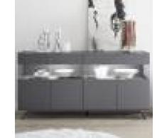 NOUVOMEUBLE Enfilade LED 4 portes design gris CASTELLI 4