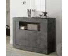 NOUVOMEUBLE Petit Meuble d'entrée gris anthracite moderne 110 cm, 2 portes URBAN