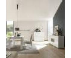NOUVOMEUBLE Salle à manger design blanc laqué buffet 2 portes 2 tiroirs ELMA
