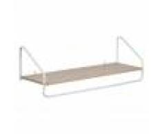 Mob In Etagère penderie murale effet bois clair et métal blanc L90cm