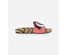 Claquettes enfant en cuir à motif Vintage check et appliqué œil Rose Burberry