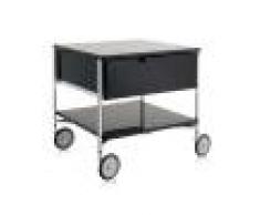 KARTELL meuble avec roues 1 tiroir et 1 étagère MOBIL (Fumé brillant - PMMA opaque)