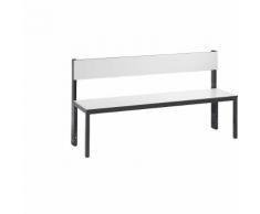 Banc de vestiaire BASIC PLUS simple face surface de l'assise en stratifié HPL, mi-haut, avec grille pour chaussures | CP