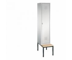 Vestiaire CLASSIC avec banc monté en dessous 1 compartiment, largeur compartiment 400 mm | CP