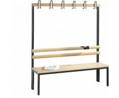 Banc de vestiaire BASIC, simple face barre à patères, hêtre | CP