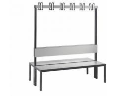 Banc de vestiaire BASIC PLUS double face surface de l'assise en stratifié HPL, barre à patères | CP