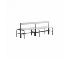 Banc de vestiaire mi-haut avec dossier, double face aluminium | Sypro Wolf