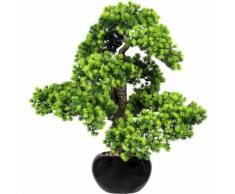 Bonsaï de mélèze avec gravier dans un pot en céramique noir