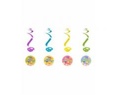 4 suspensions spirale joyeux anniversaire Fiesta 60 cm Taille Unique