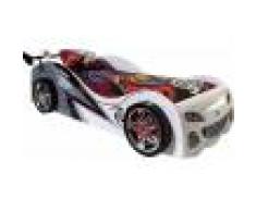 Destock Meubles Lit enfant voiture de course blanc et noir 90x200