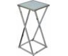 Destock Meubles Sellette MM carré verre trempé pieds montant acier chromé
